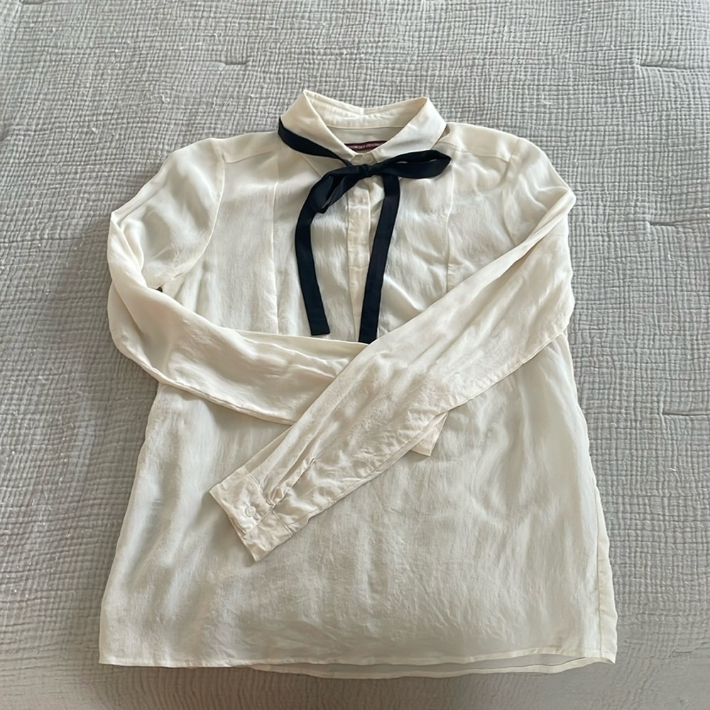 Comptoir des Cotonniers cream silk blouse XS